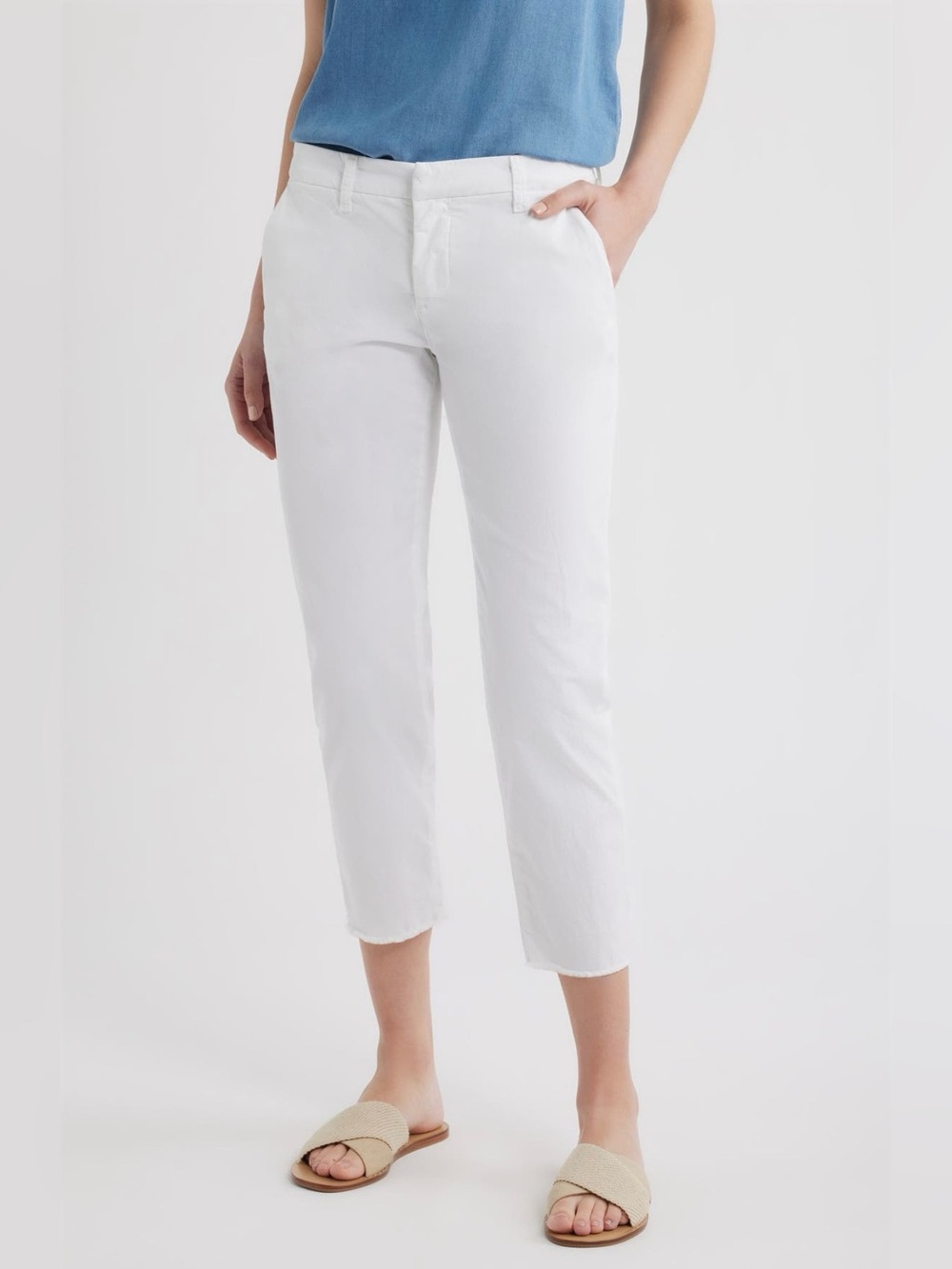 Frank & Eileen - Womenβs Wicklow Crop Chinos in White Size 12